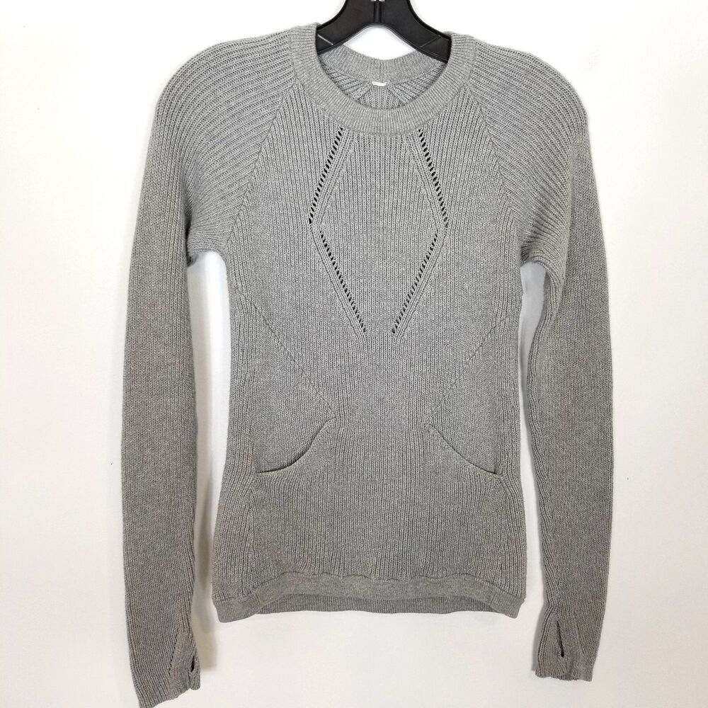 Lululemon The Sweater The Better Womens 4 Gray Long Sleeve Knit Pullover Jumper